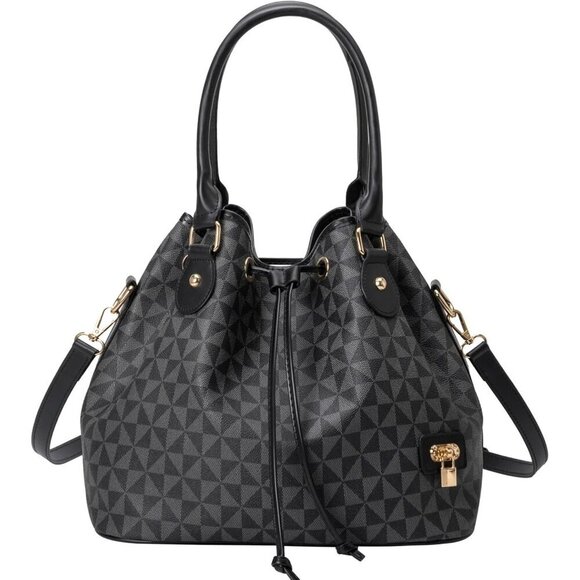 🆕Women Black Designer Bucket Shoulder Bag Fashion Top-Handle Drawstring Handbag - Picture 1 of 7